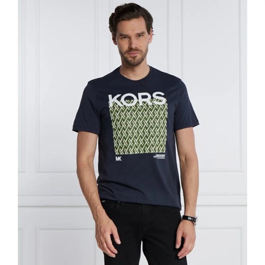 T-shirt męski granatowy Michael Kors bawełniany z krótkimi rękawami