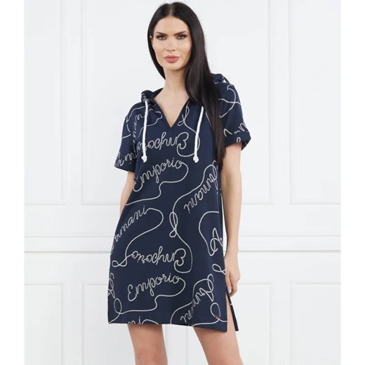 Sukienka granatowa Emporio Armani z krótkim rękawem mini prosta