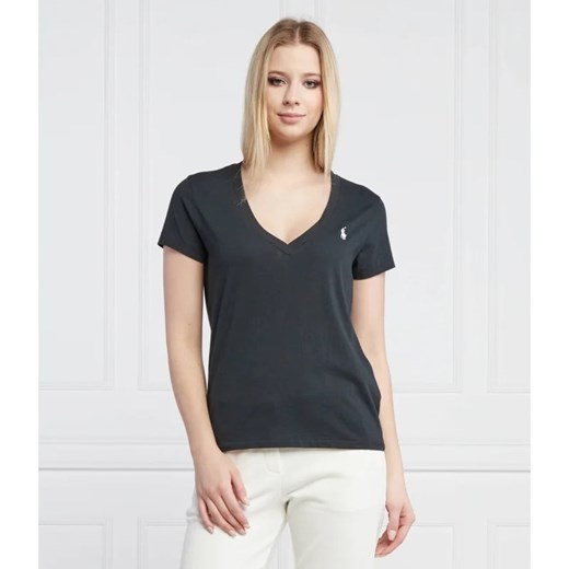 Bluzka damska czarna Polo Ralph Lauren z dekoltem w serek 