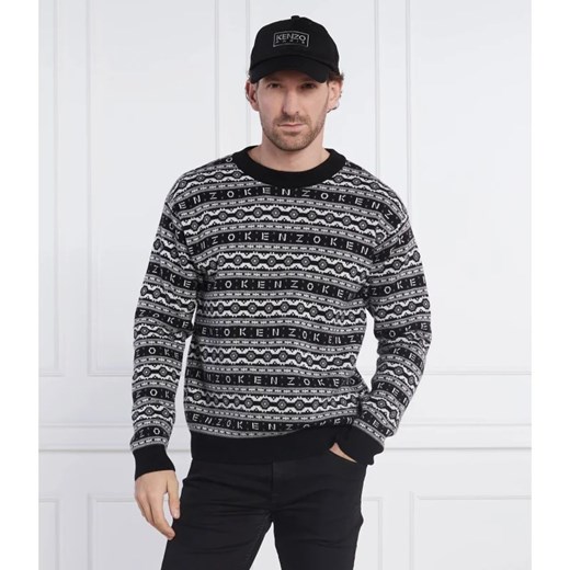 Kenzo Wełniany sweter JACQUARD REGULAR JUMPER | Regular Fit Kenzo M okazyjna cena Gomez Fashion Store