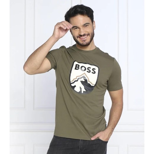 Zielony t-shirt męski BOSS HUGO z bawełny