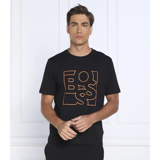 T-shirt męski BOSS HUGO bawełniany z krótkim rękawem z napisem