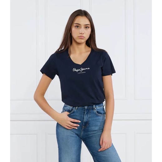 Pepe Jeans London T-shirt WENDY V NECK | Regular Fit ze sklepu Gomez Fashion Store w kategorii Bluzki damskie - zdjęcie 163974795