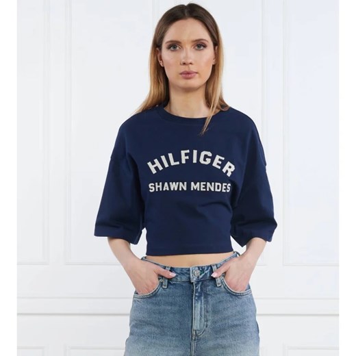 Bluzka damska Tommy Hilfiger z bawełny na wiosnę z napisami