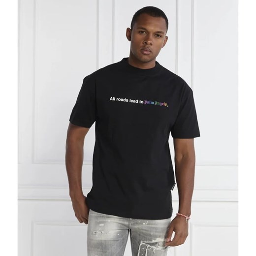 T-shirt męski Palm Angels czarny z krótkimi rękawami z bawełny