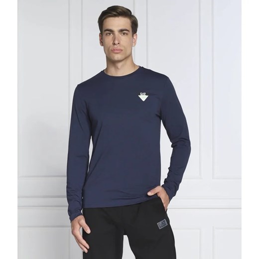 Emporio Armani t-shirt męski granatowy z długim rękawem wiosenny