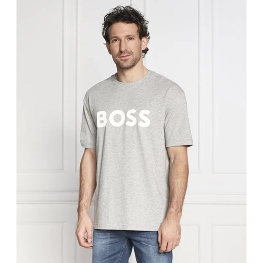 T-shirt męski szary BOSS HUGO z krótkim rękawem 