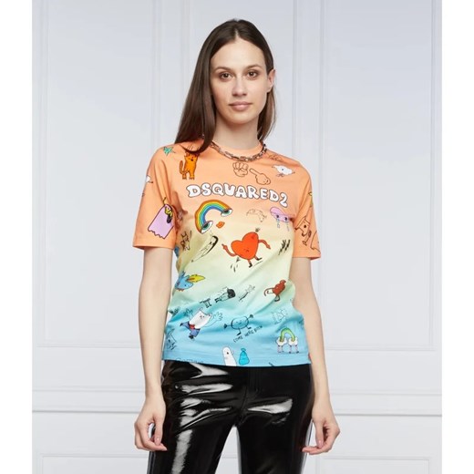 Dsquared2 T-shirt Cartoon Renny | Regular Fit ze sklepu Gomez Fashion Store w kategorii Bluzki damskie - zdjęcie 163976989