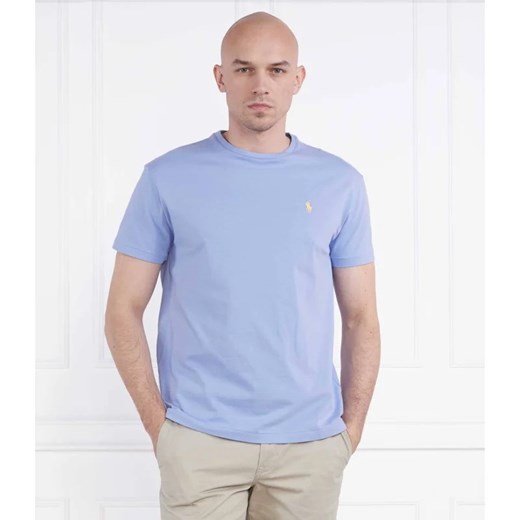 T-shirt męski niebieski Polo Ralph Lauren z krótkim rękawem z bawełny