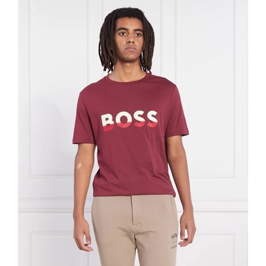 T-shirt męski czerwony BOSS HUGO z krótkimi rękawami