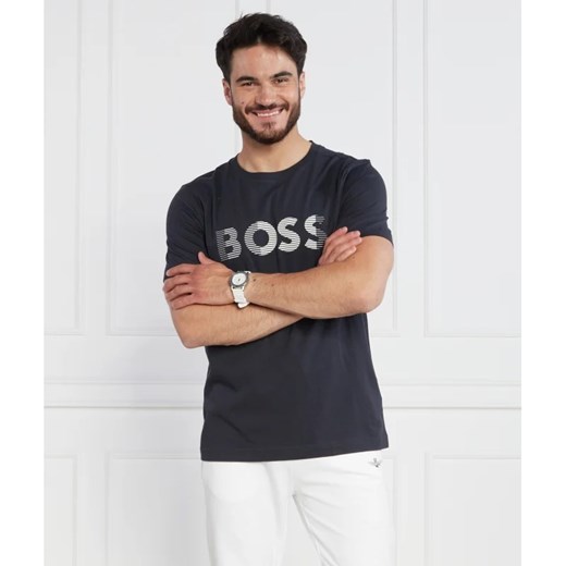 T-shirt męski BOSS HUGO z napisem z krótkim rękawem młodzieżowy 