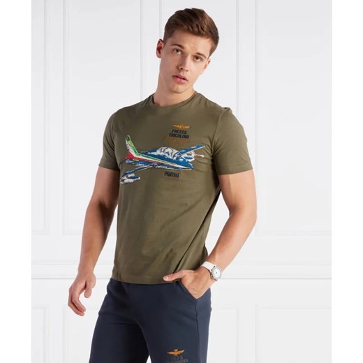 Zielony t-shirt męski Aeronautica Militare 