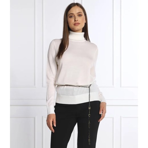 Sweter damski Michael Kors biały nylonowy z golfem