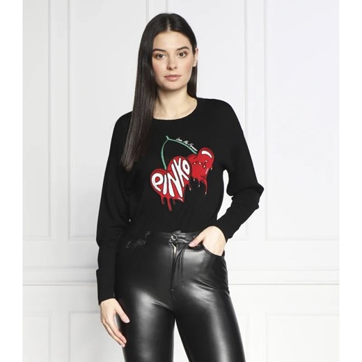Pinko Wełniany sweter MERCURIO MAGLIA 100 WO + JACQU | Regular Fit Pinko L okazja Gomez Fashion Store