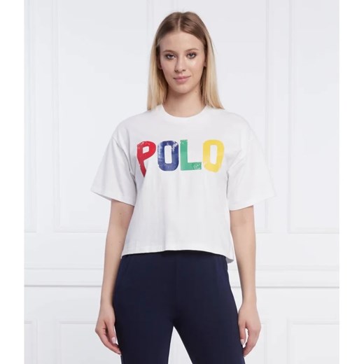 Bluzka damska Polo Ralph Lauren z napisem z krótkimi rękawami