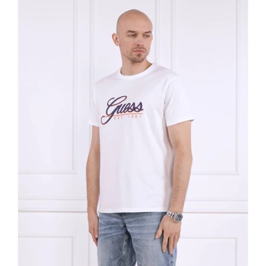 GUESS JEANS T-shirt SS CN GUESS 3D EMBRO | Regular Fit M Gomez Fashion Store wyprzedaż