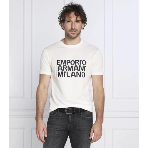 T-shirt męski Emporio Armani z krótkim rękawem biały bawełniany 