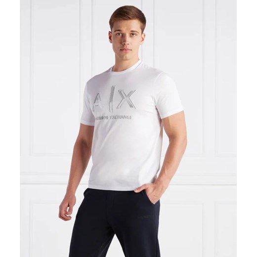 T-shirt męski biały Armani Exchange bawełniany z krótkim rękawem