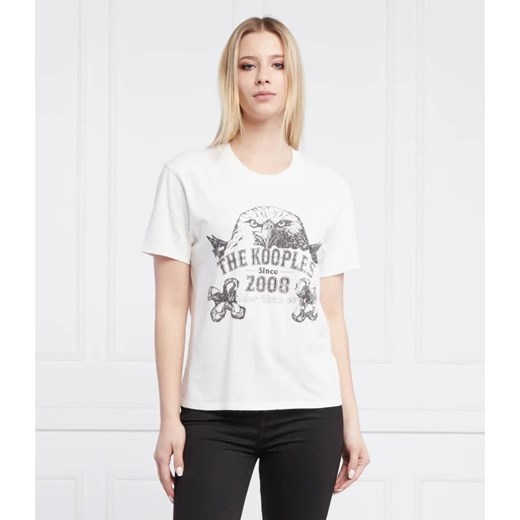 Bluzka damska The Kooples biała z krótkim rękawem z okrągłym dekoltem