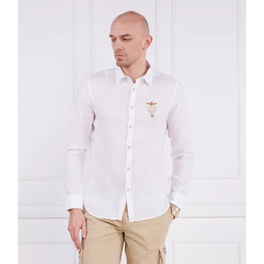 Aeronautica Militare Lniana koszula | Regular Fit ze sklepu Gomez Fashion Store w kategorii Koszule męskie - zdjęcie 163983855
