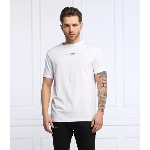 T-shirt męski biały Karl Lagerfeld na wiosnę z elastanu 
