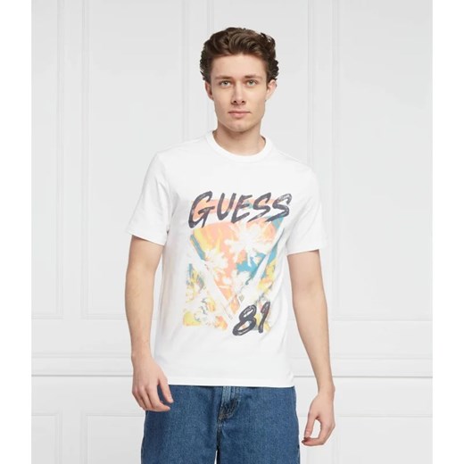 T-shirt męski Guess w nadruki z krótkim rękawem 