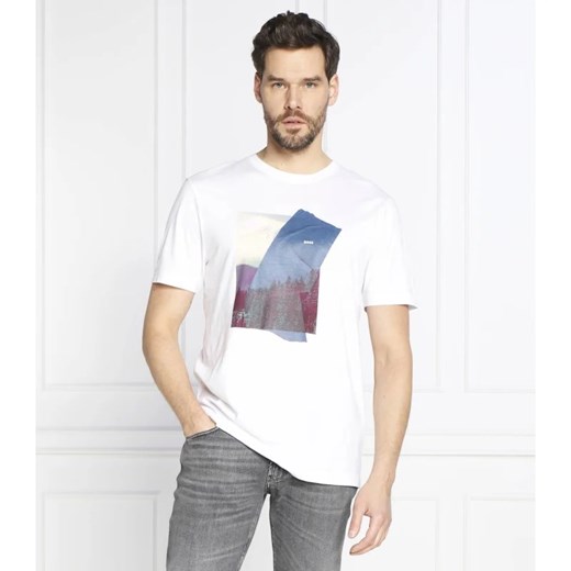 T-shirt męski biały BOSS HUGO z bawełny z krótkimi rękawami