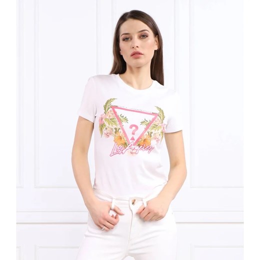 GUESS T-shirt TRIANGLE FLOWERS | Regular Fit ze sklepu Gomez Fashion Store w kategorii Bluzki damskie - zdjęcie 163986627