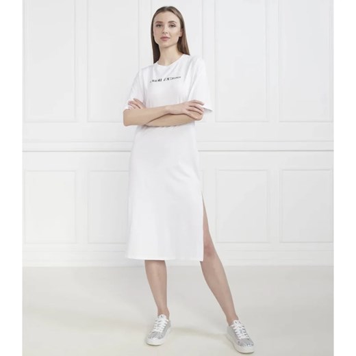 Sukienka Armani Exchange midi bawełniana prosta z długimi rękawami 