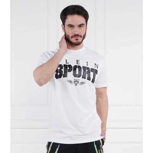 T-shirt męski Plein Sport wielokolorowy z napisem 