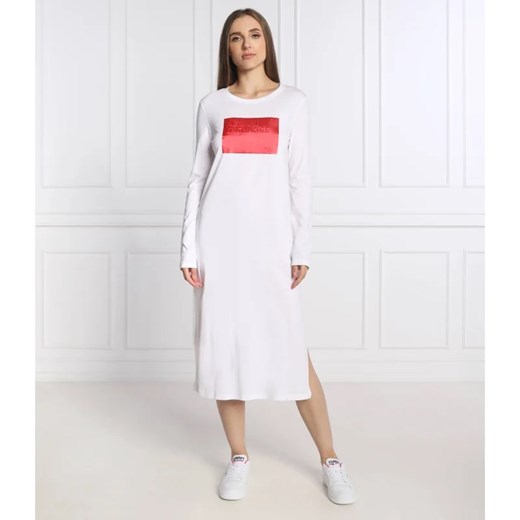 Sukienka biała Armani Exchange z bawełny 