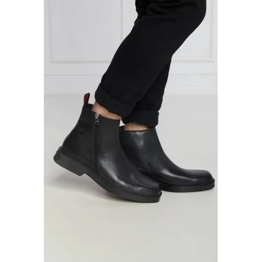 Buty zimowe męskie Hugo Boss bez zapięcia ze skóry