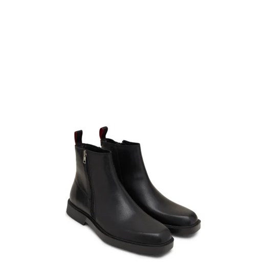 Buty zimowe męskie Hugo Boss bez zapięcia ze skóry