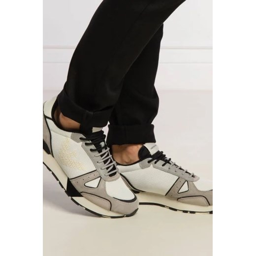 Buty sportowe męskie Emporio Armani wiązane szare skórzane