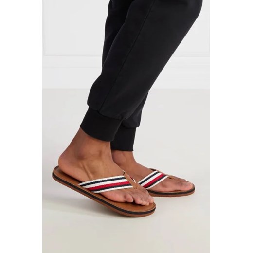 Tommy Hilfiger Japonki HILFIGER LEATHER BEACH SANDAL | z dodatkiem skóry Tommy Hilfiger 42 Gomez Fashion Store okazyjna cena