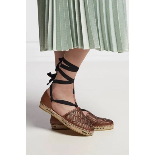 Espadryle damskie Pinko casual z klamrą brązowe