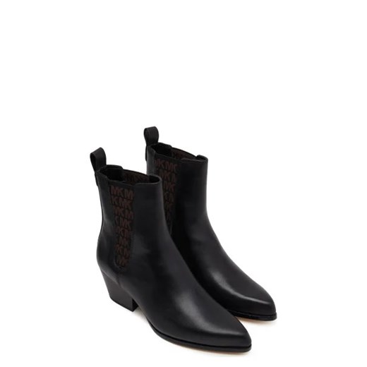 Botki Michael Kors na obcasie na zimę bez zapięcia ze skóry 