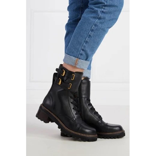 Workery damskie See By Chloé wiązane casual ze skóry 