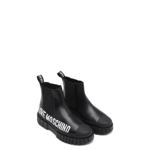 Love Moschino botki bez zapięcia w nadruki skórzane