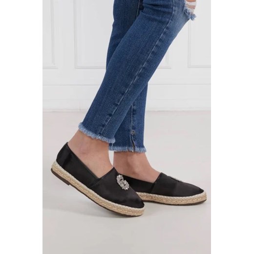 Czarne espadryle damskie Gaëlle Paris bez zapięcia płaskie z tworzywa sztucznego casual