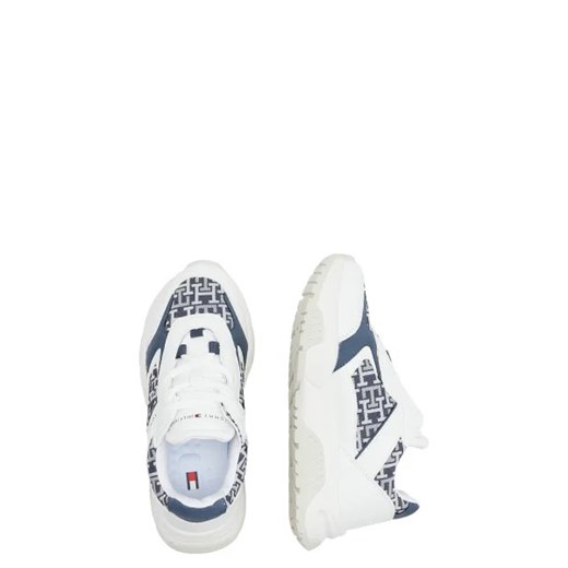 Buty sportowe dziecięce Tommy Hilfiger sznurowane białe w nadruki