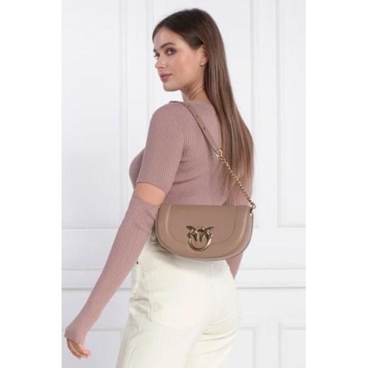Pinko Skórzana torebka na ramię ROUND CLICK BAGUETTE BABY VITE Pinko Uniwersalny Gomez Fashion Store