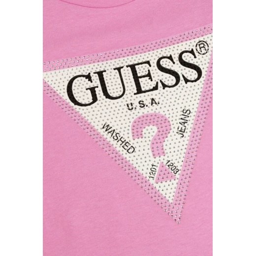 Bluzka dziewczęca Guess z długim rękawem różowa bawełniana 