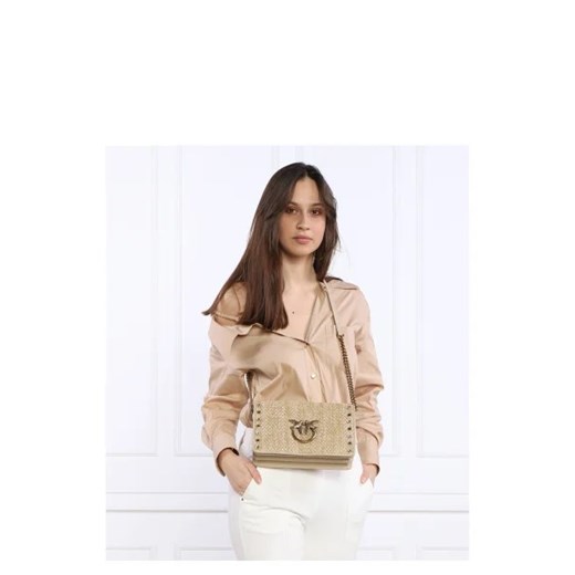 Pinko Skórzana torebka na ramię LOVE CLICK CLASSIC RAFIA + STR Pinko Uniwersalny okazyjna cena Gomez Fashion Store