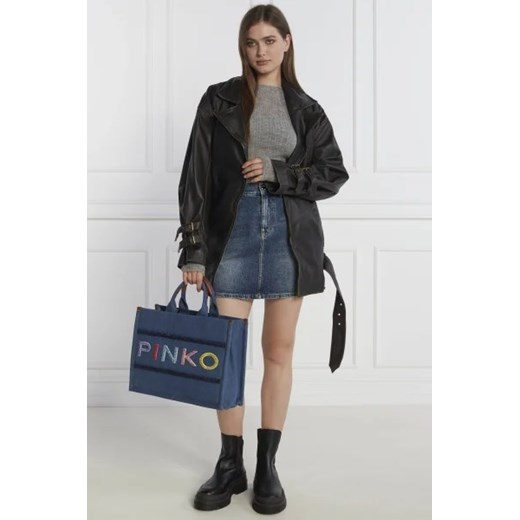 Pinko shopper bag mieszcząca a7 granatowa na wakacje 