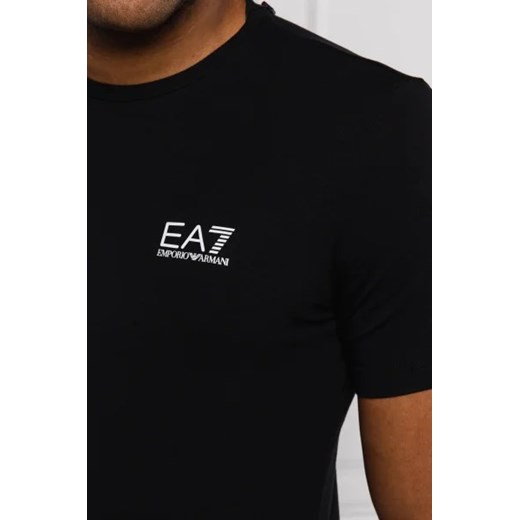 Czarny t-shirt męski Emporio Armani z elastanu z krótkimi rękawami 