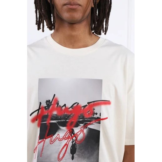 T-shirt męski biały Hugo Boss w nadruki