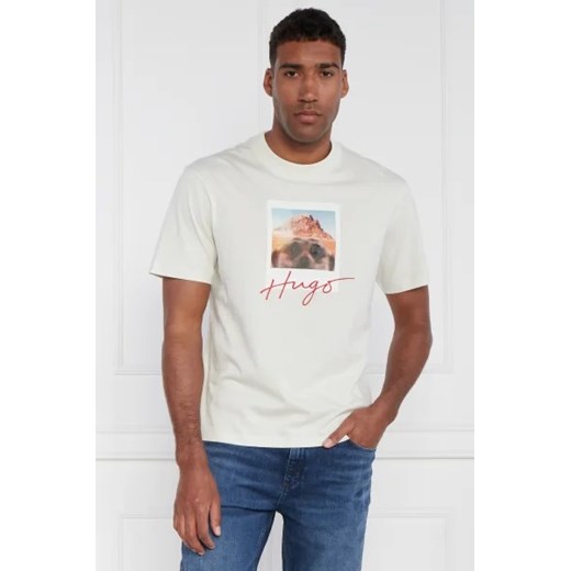 T-shirt męski Hugo Boss biały w stylu młodzieżowym z krótkim rękawem 