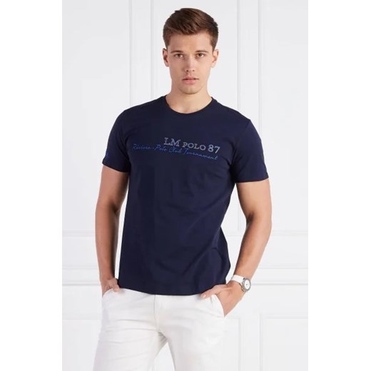 T-shirt męski La Martina niebieski z bawełny 