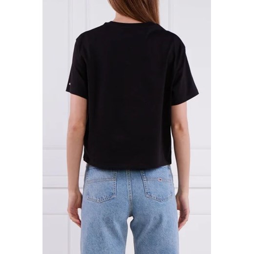 Bluzka damska Tommy Jeans z napisem z krótkimi rękawami z okrągłym dekoltem